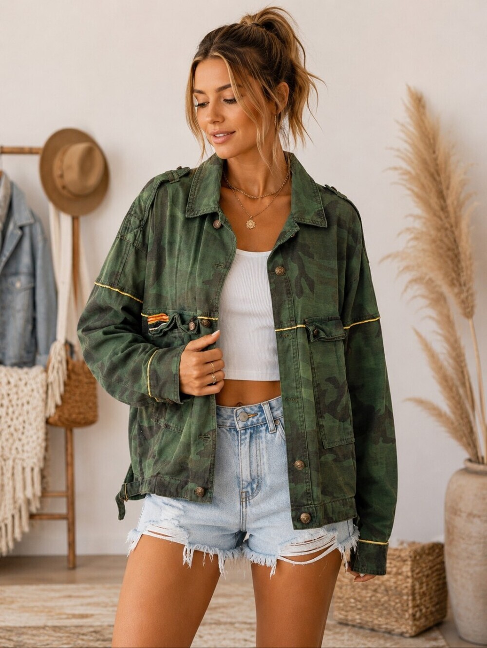 ✨ Free People XS Oversized Camo Utility Jacket ✨
